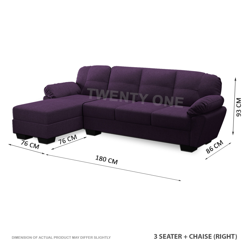 SKH N2425 ELGON 3 SEATER WITH CHAISE FABRIC SOFA 1B RIGHT